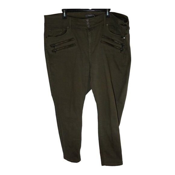 Torrid Lightweight Stretch Cotton Denim Ankle Jeggings army green skinny Jeans S - Picture 1 of 7